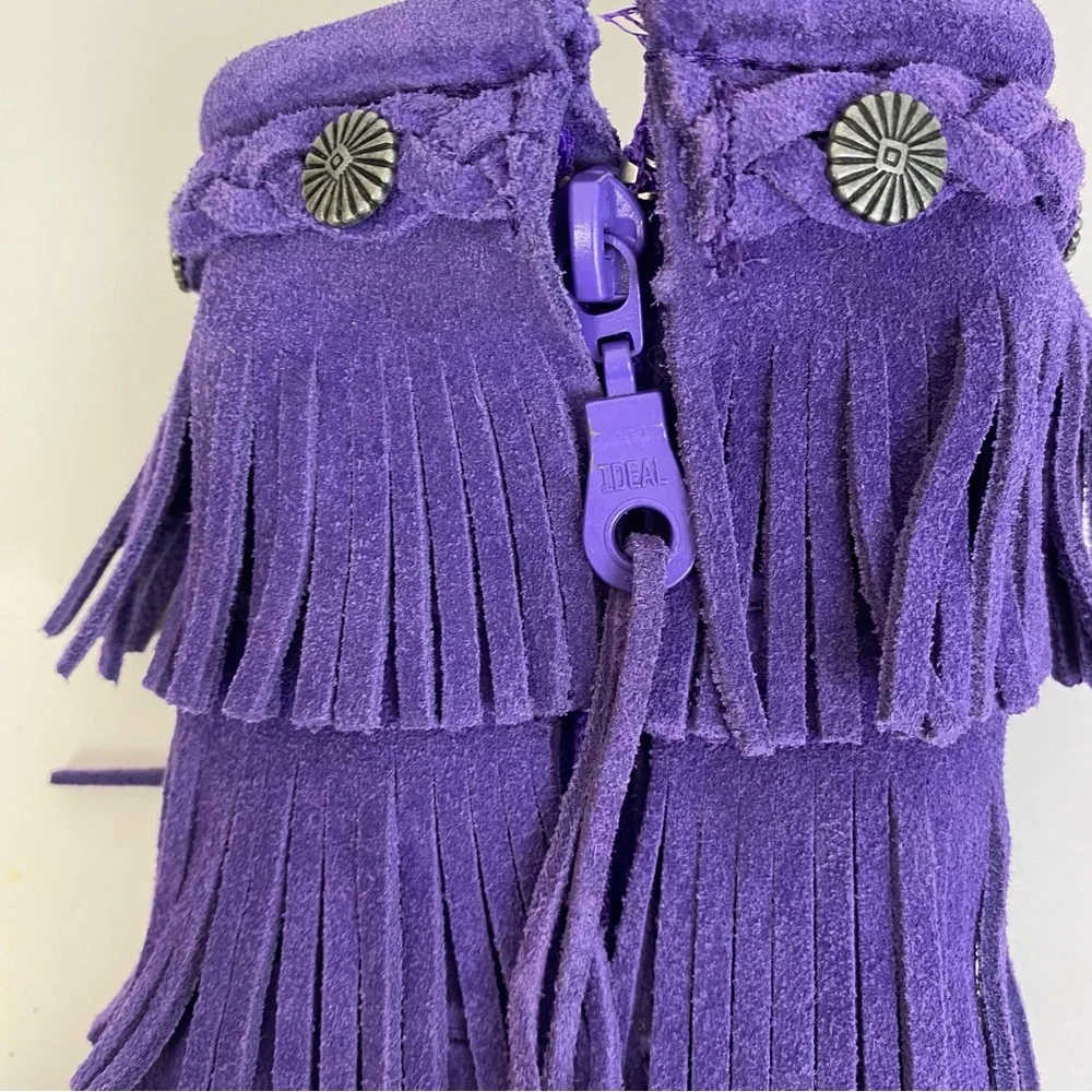 Minnetonka Purple Fringe Kids Moccasin Boots